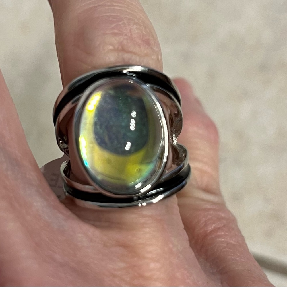 New opal sterling silver ring size 6